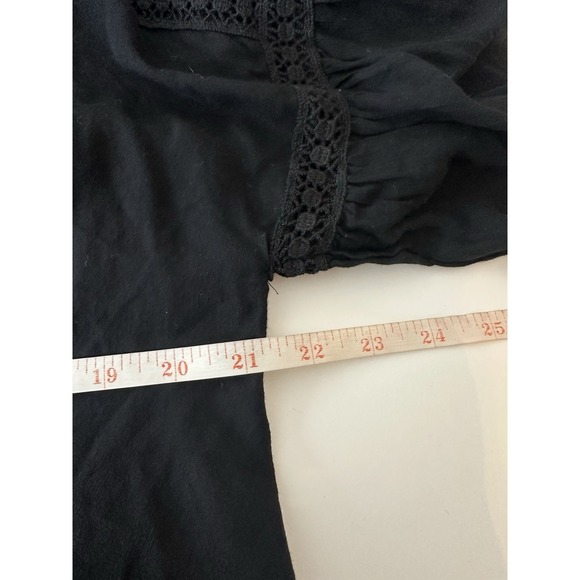 Mustard Seed Blouse Women Small Faux Wrap 3/4 Sleeve Pullover Crochet Relaxed - Picture 5 of 11